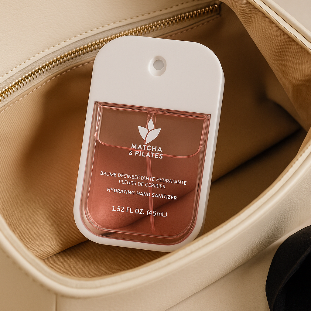 Brume Désinfectante Hydratante – Fleur de Cerisier | Matcha & Pilates (45 mL)