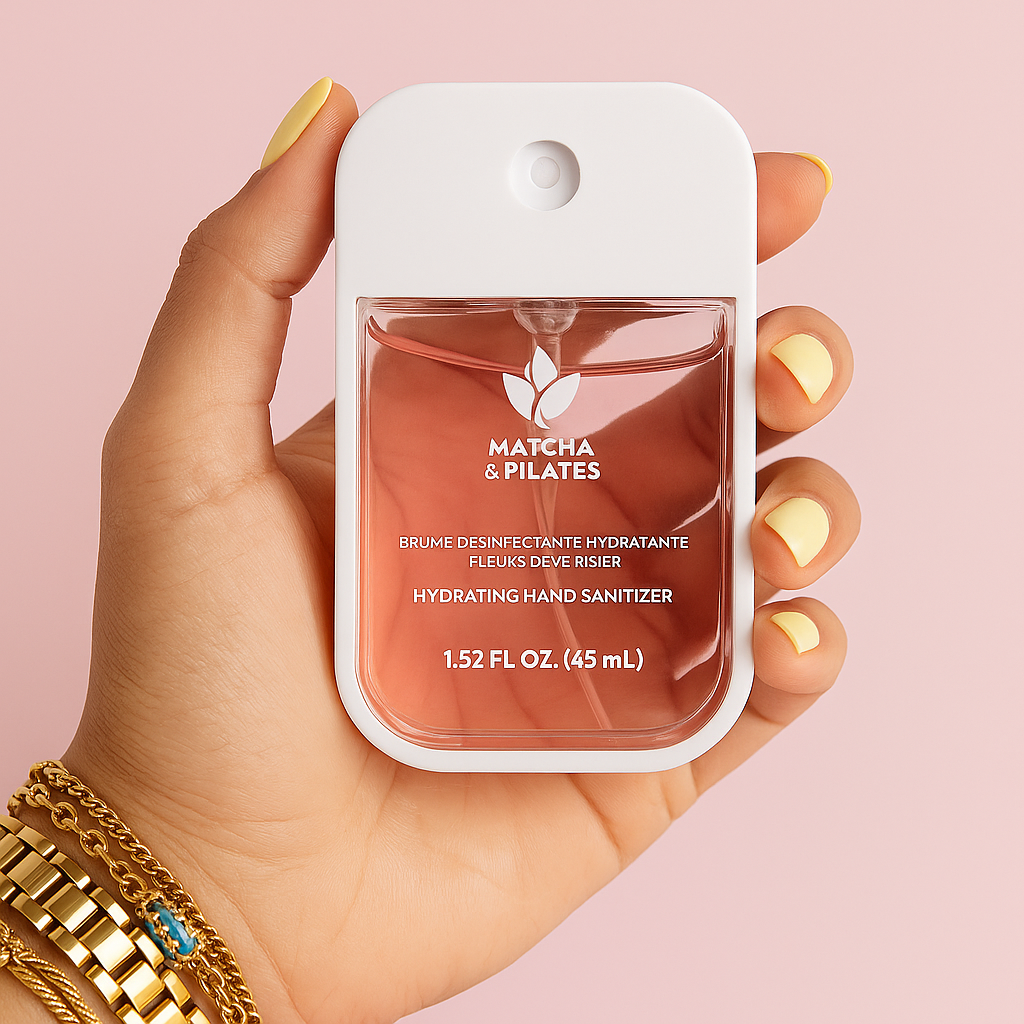 Brume Désinfectante Hydratante – Fleur de Cerisier | Matcha & Pilates (45 mL)