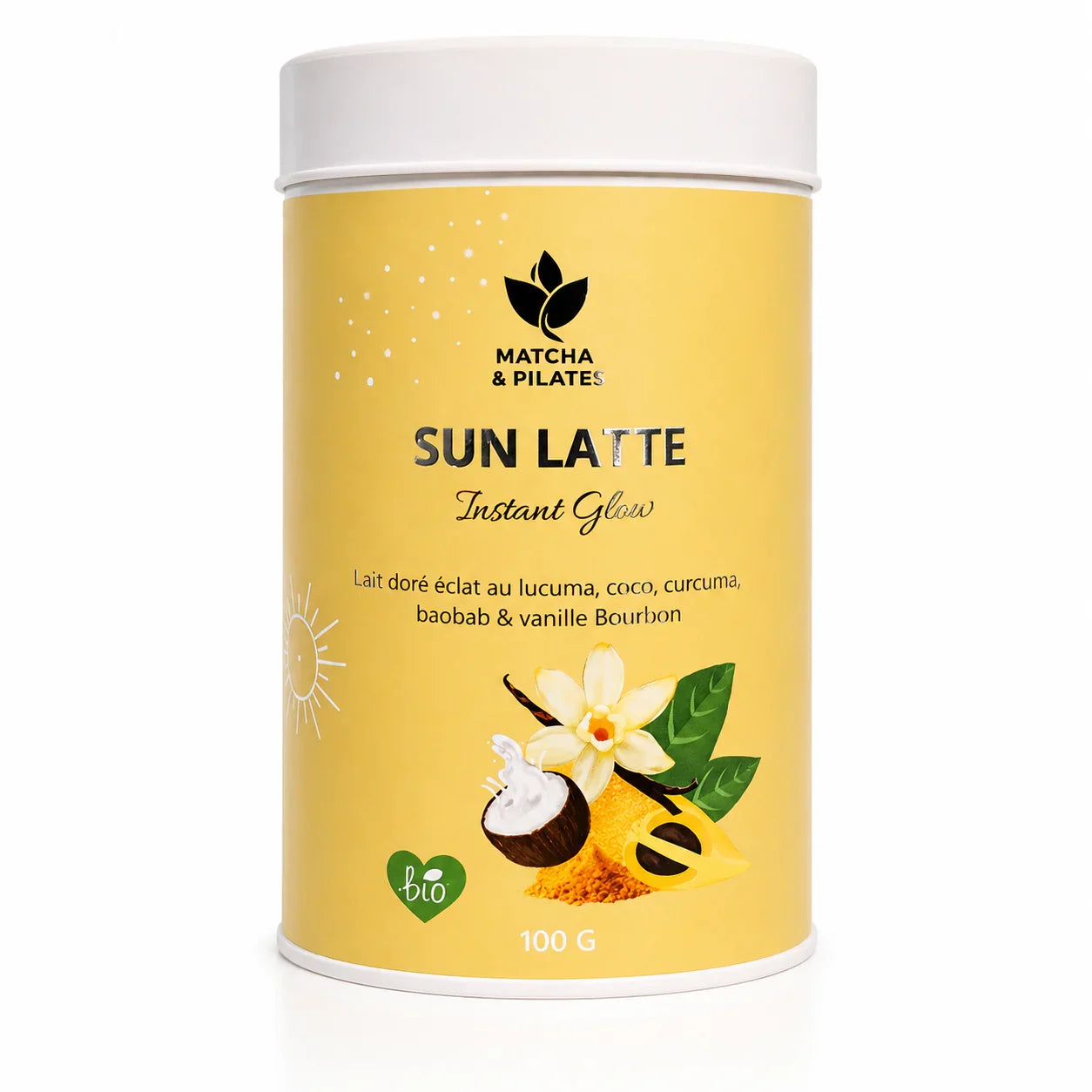 SUN LATTE | Latte doré lucuma curcuma baobab & vanille Bourbon