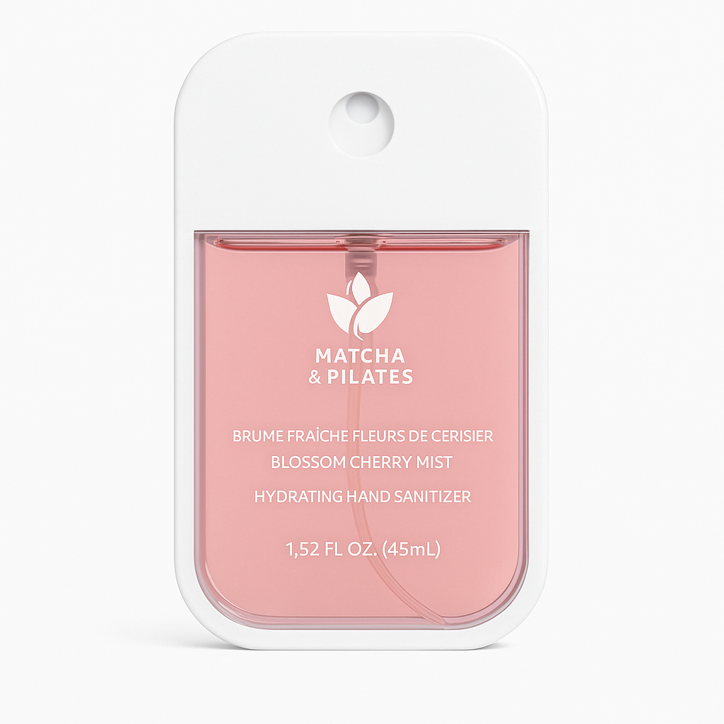 Brume Désinfectante Hydratante – Fleur de Cerisier | Matcha & Pilates (45 mL)
