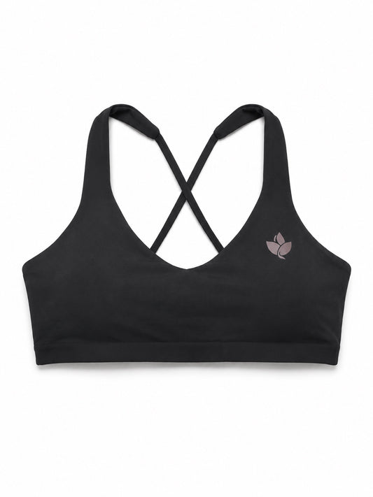 Brassière Pilates noire gainante anti-transpirante