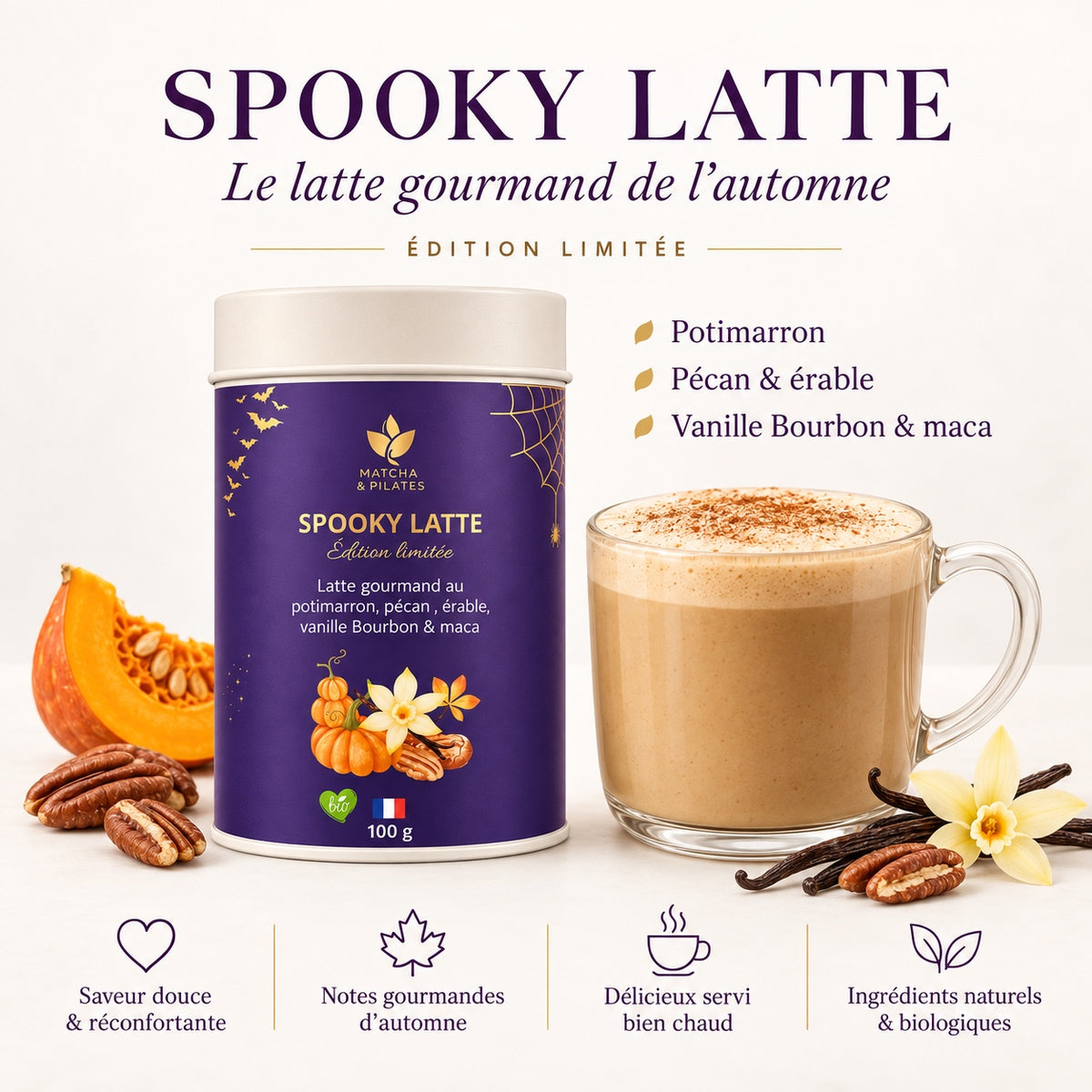 Spooky Latte Potimarron Pécan Érable | Matcha & Pilates
