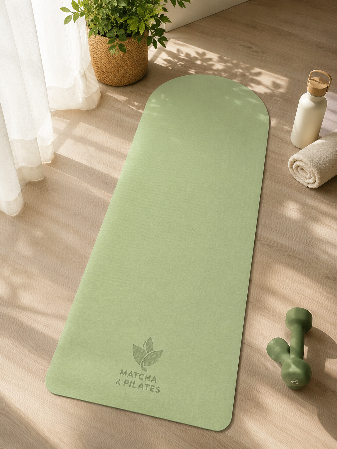 Tapis de Yoga Antidérapant Confort Premium – Matcha & Pilates