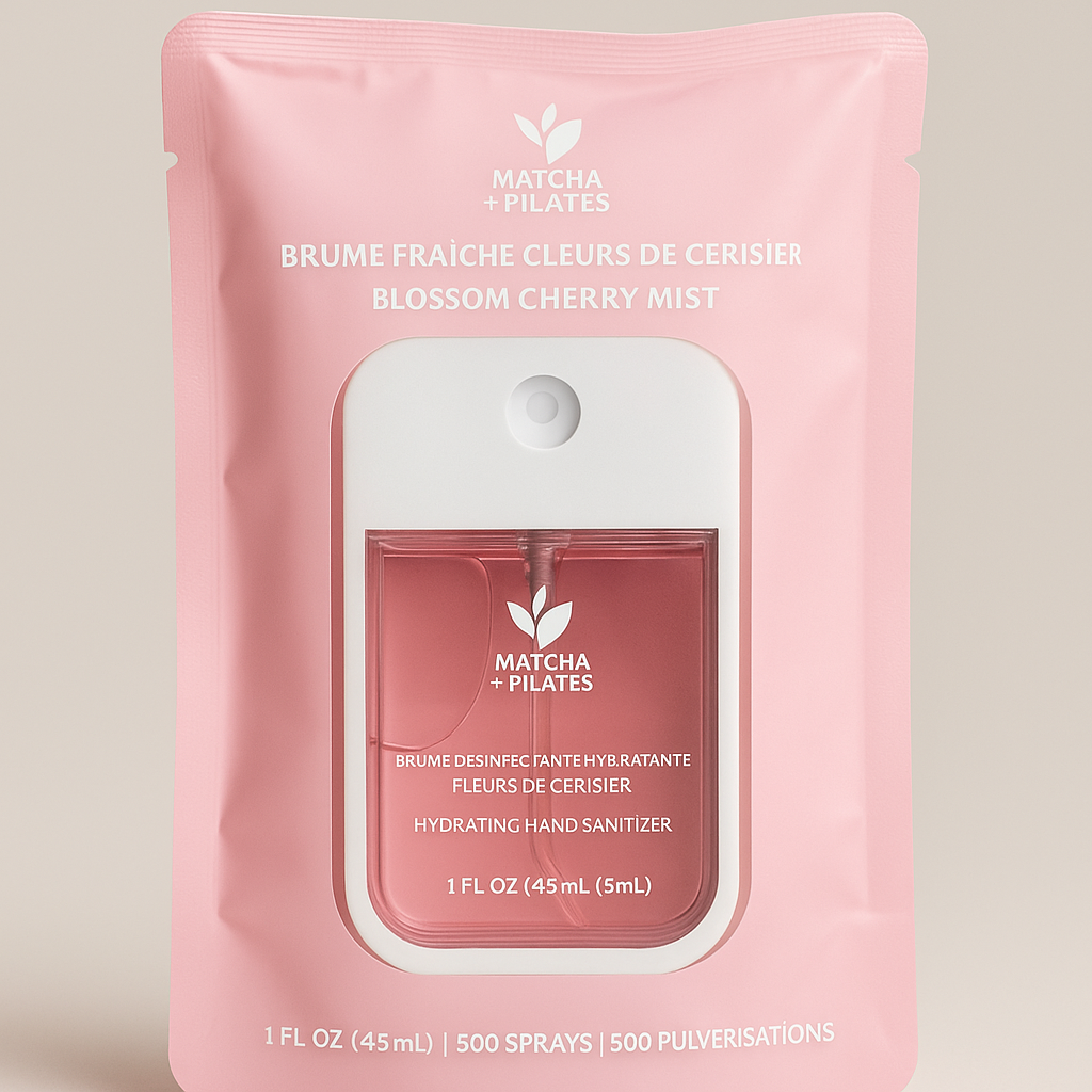 Brume Désinfectante Hydratante – Fleur de Cerisier | Matcha & Pilates (45 mL)