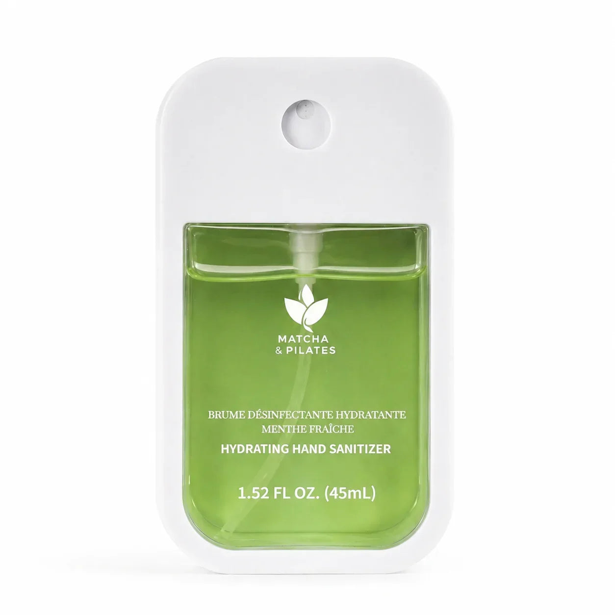 Brume désinfectante hydratante mains menthe fraîche format poche, 45ml, fond blanc