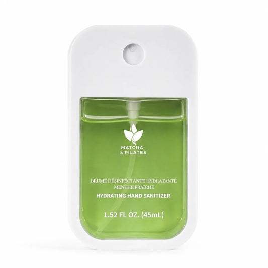 Brume désinfectante hydratante mains menthe fraîche format poche, 45ml, fond blanc