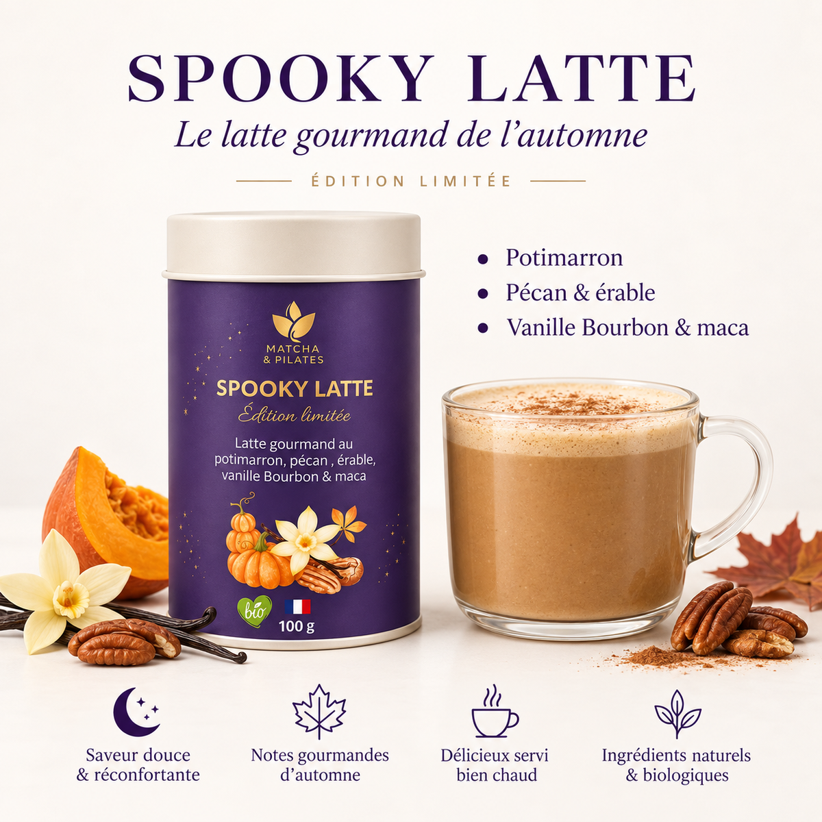 Spooky Latte Potimarron Pécan Érable | Matcha & Pilates