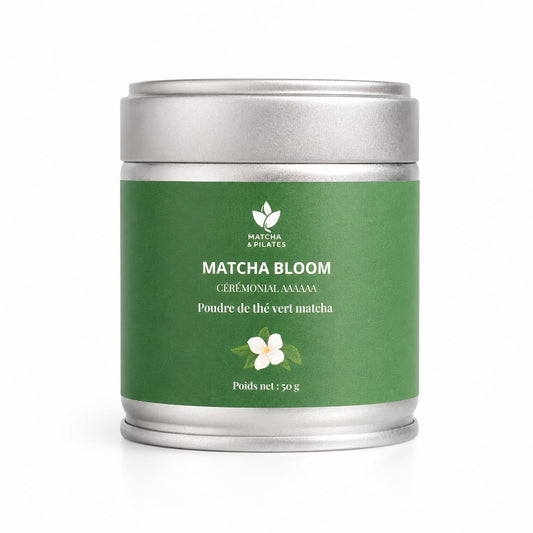 Boîte métallique de matcha bloom, poudre de thé vert cérémonial de 50g
