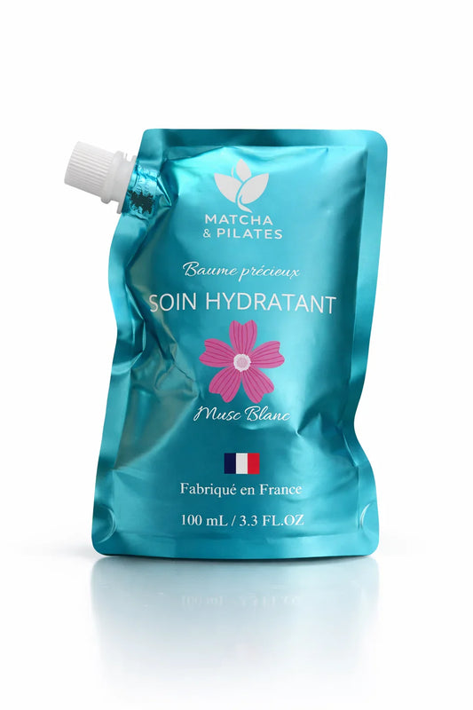 Soin hydratant Musc Blanc Matcha & Pilates, baume précieux 100 ml fabriqué en France